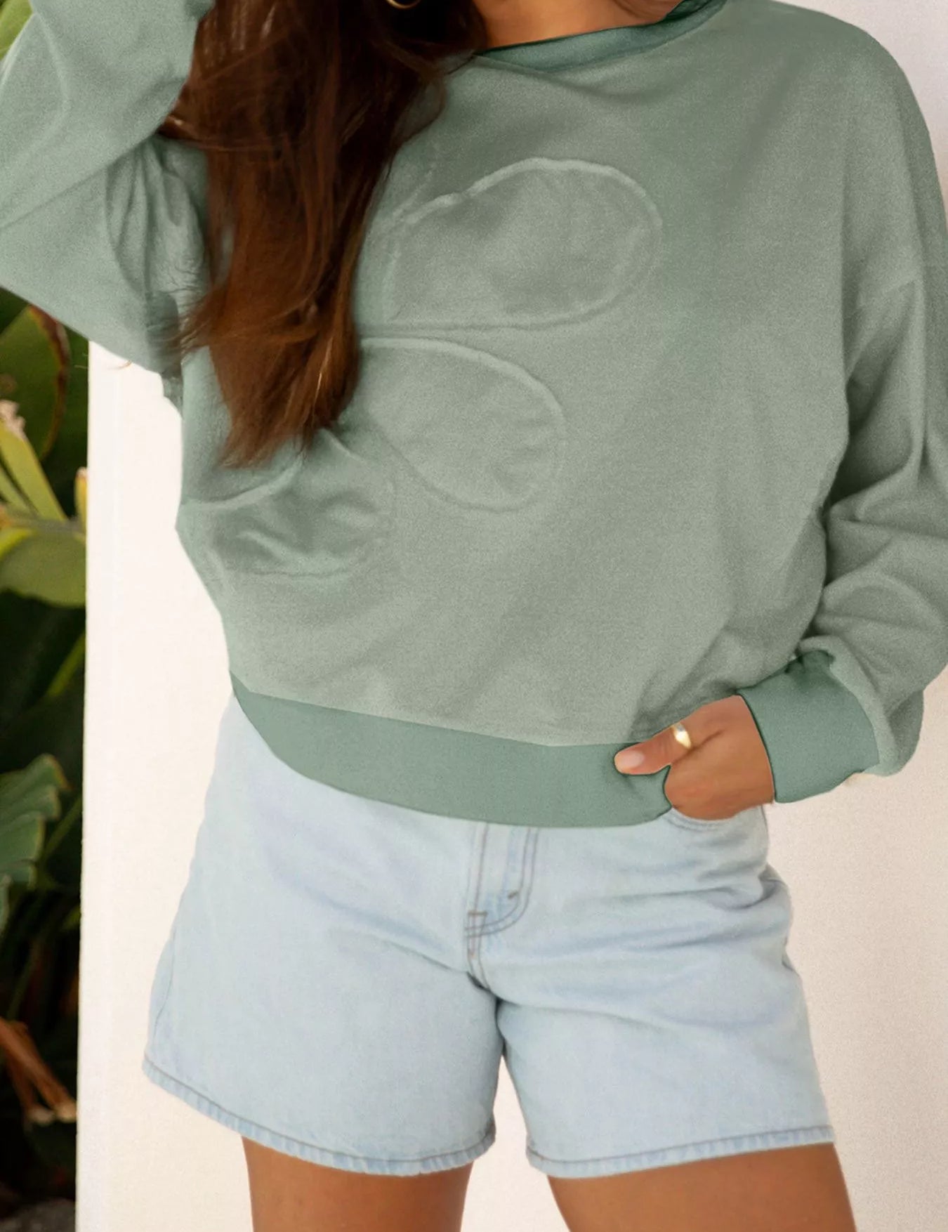 Flower Patch Drop Shoulder Sweatshirt | Tops Daverri Fashions