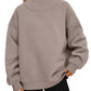 Cozy oversized taupe mock neck dropped shoulder sweatshirt with ribbed cuffs