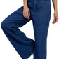 Daverri high-waisted wide leg dark blue denim flare jeans