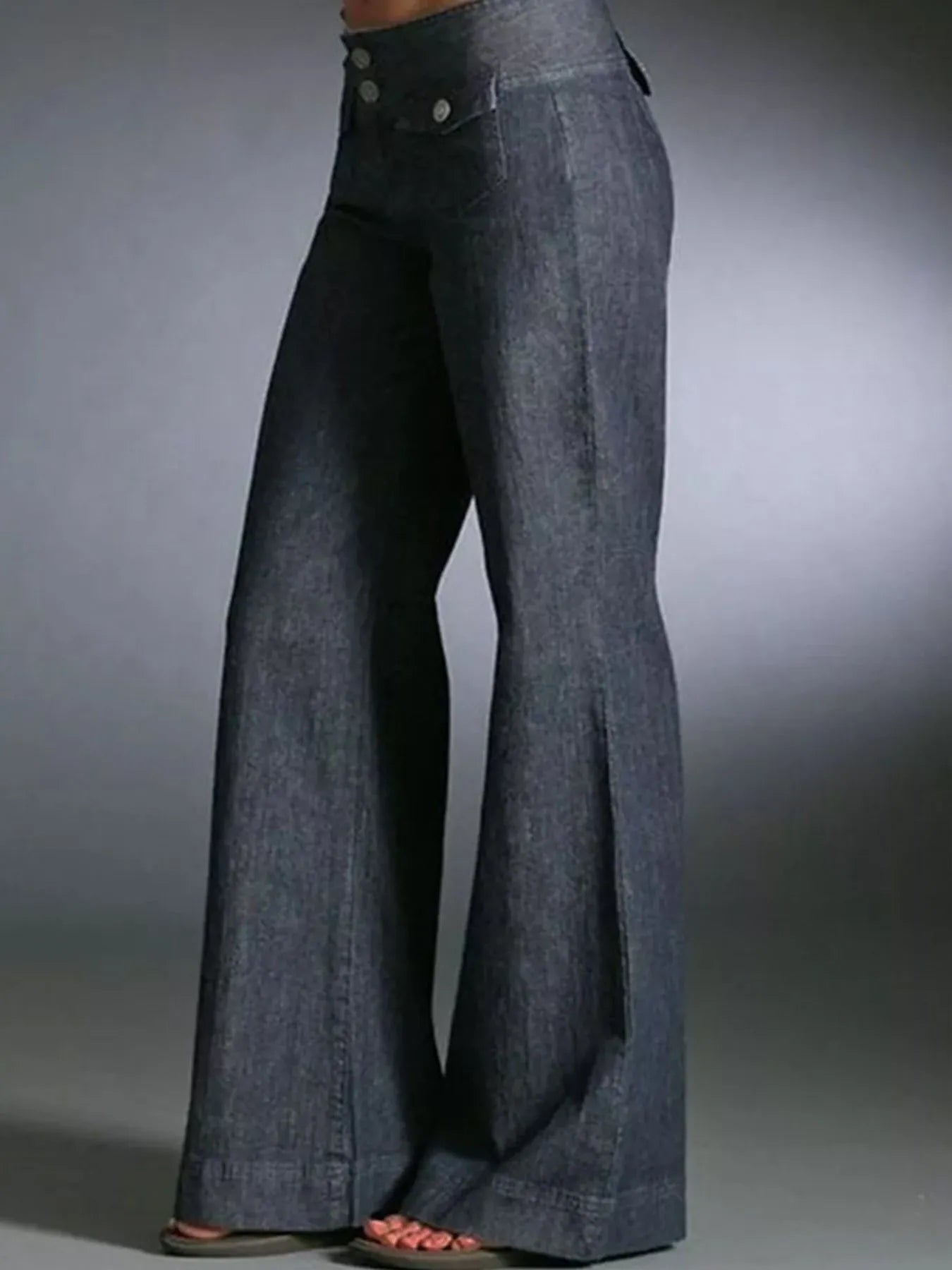 Full Size High-Waisted Wide-Leg Wash Jeans Plus Size | Jeans Daverri Fashions