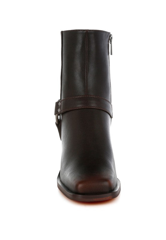 Baccata Elevated Harness Detail Ankle Boots | Daverri Fashions