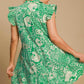 Umgee Full Size Printed Ruffle Cap Sleeve Babydoll Dress Plus Size Babydoll Dresses