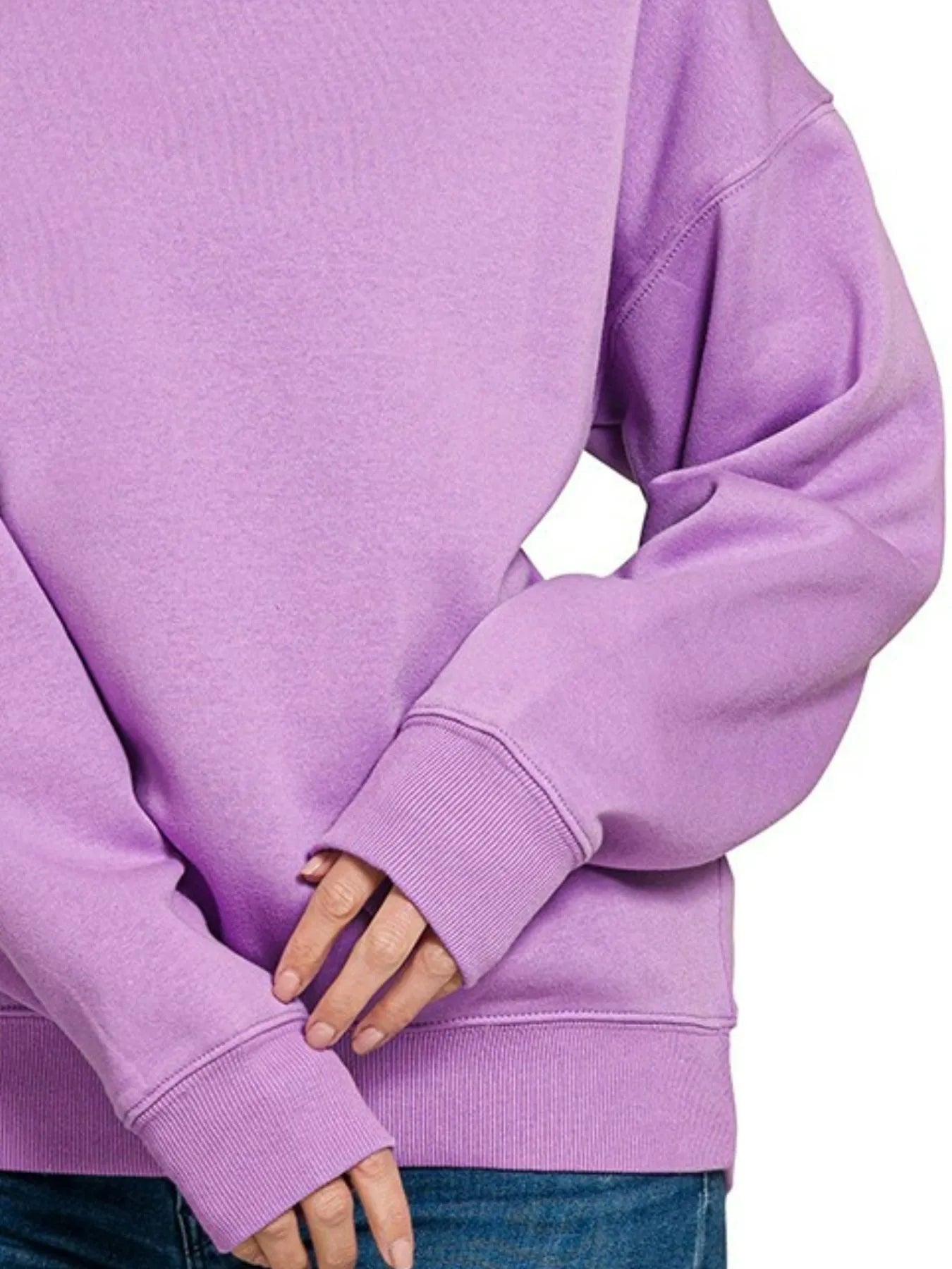 Zenana Fleece Crewneck Long Sleeve Sweatshirt | Daverri Fashions