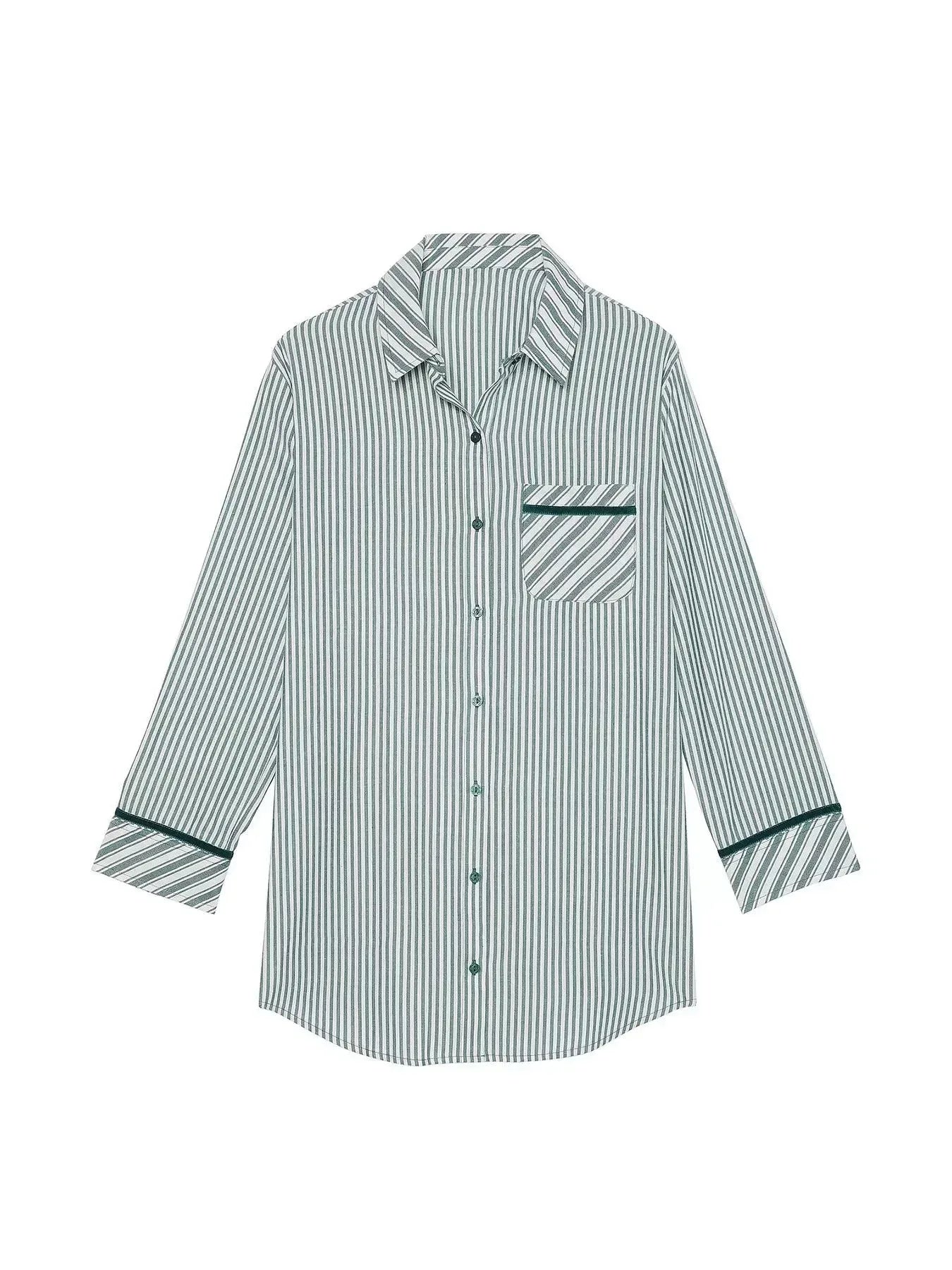 Striped Long Sleeve Button-Up Shirt - DAVERRI FASHIONS