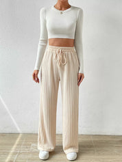 Apricot Drawstring Wide Leg Pants | Lounge Pants Daverri Fashions