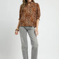 Umgee Full Size Leopard Print Ruffle Neck Blouse Plus Size Blouses