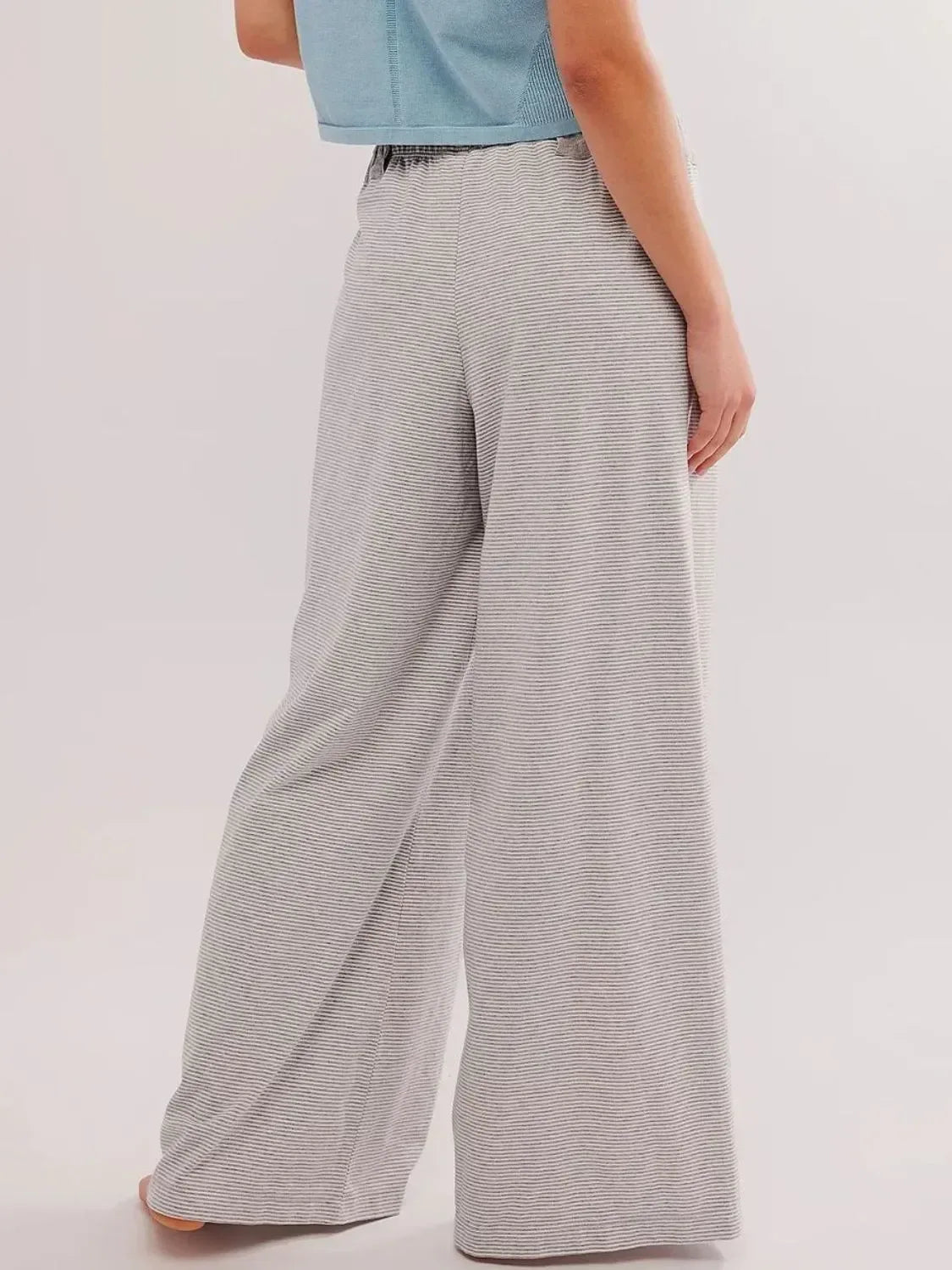 Drawstring Striped Wide Leg Pants - DAVERRI FASHIONS