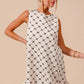 SO ME Texture Bow Printed Mini Ruffle Dress IVORY