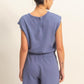 HYFVE Round Neck Cap Sleeve Drawstring Waist Romper Rompers