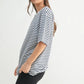 MONO B Coastal Cotton Striped Oversized Crewneck T-Shirt