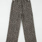 Leopard Straight Loose Leg Raw Hem Jeans - DAVERRI FASHIONS