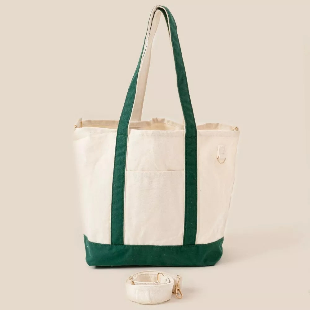 GN One Size Fame Contrast Trim Tote Bag | Tote Bags Daverri Fashions