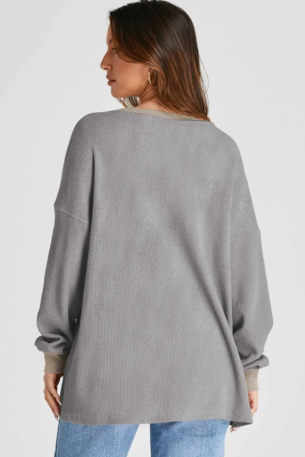 Waffle-Knit Long Sleeve Sweatshirt | Sweatshirts Daverri Fashions