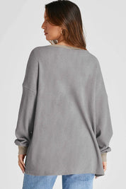 Waffle-Knit Long Sleeve Sweatshirt | Sweatshirts Daverri Fashions