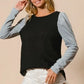 BiBi Cable Sweater Knit Top with Contrast Puff Sleeve - DAVERRI FASHIONS