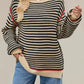 Slit Striped Oversized Sweater - DAVERRI FASHIONS