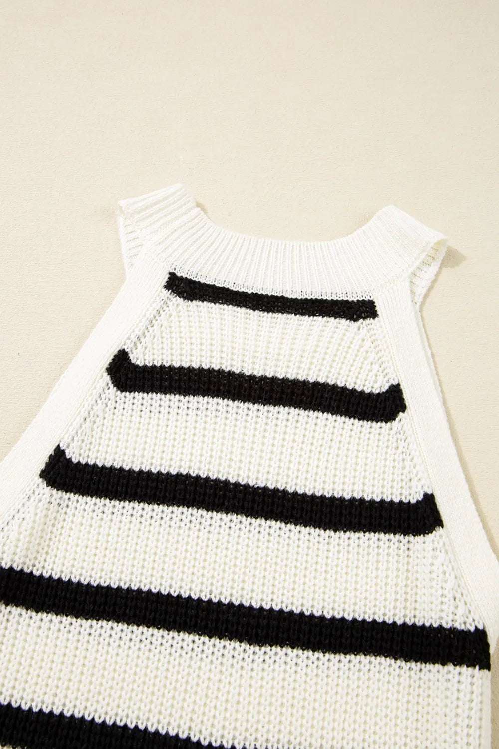 Daverri contrast striped sleeveless sweater dress with drawstring detail