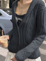 Cable Knit Button Up Cardigan | Cardigans Daverri Fashions