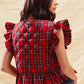 SO ME Christmas Holiday Plaid Ruffled Quilt Vest Top - DAVERRI FASHIONS