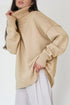 Daverri Fashions beige oversized dropped shoulder turtleneck sweater