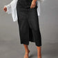 Raw Hem Front Slit Denim Midi Skirt - DAVERRI FASHIONS