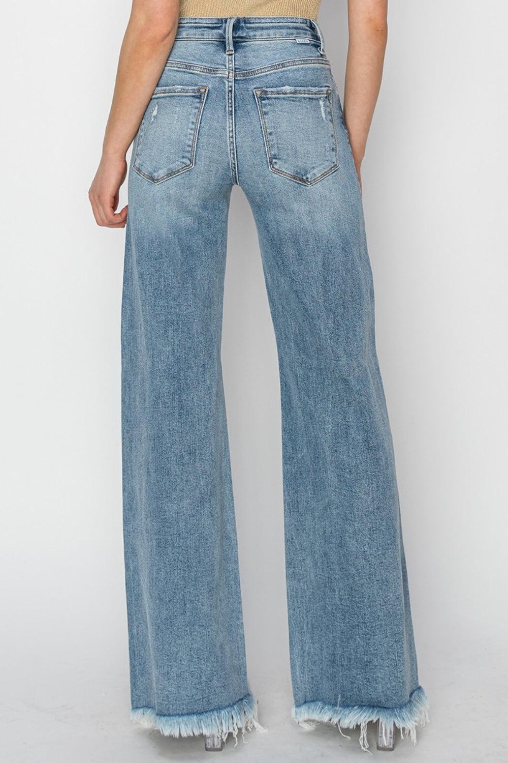 RISEN Mid Rise Button Fly Wide Leg Jeans Jeans
