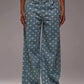 Daverri polka dot wide leg jeans in teal denim with white dots