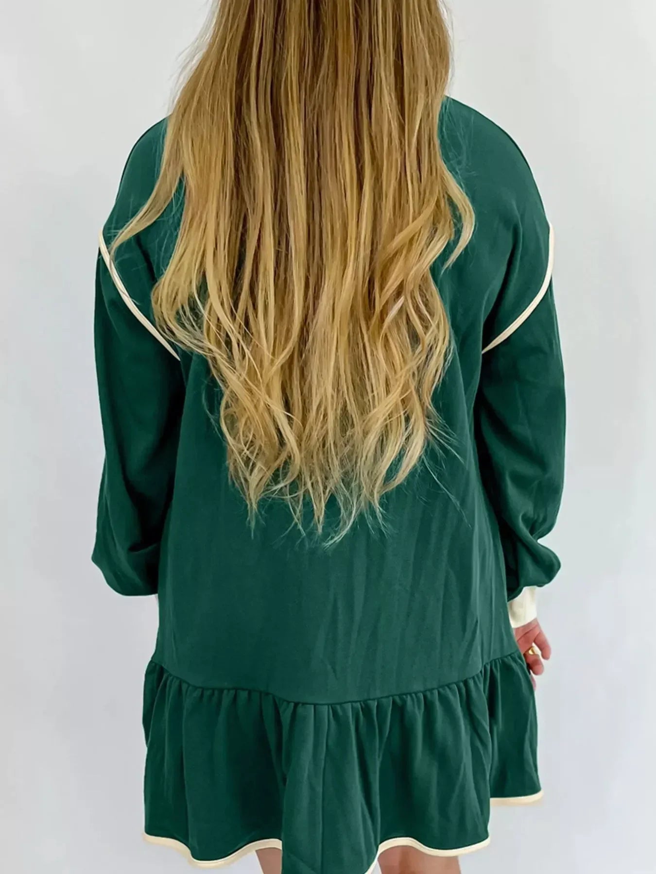 Ruffled Hem Dropped Shoulder Mini Dress - DAVERRI FASHIONS