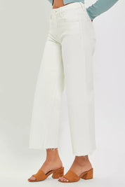 RISEN Tummy Control High Rise Crop Wide Jeans | Jeans Daverri Fashions