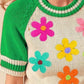 BiBi Crochet Flower Patches Striped Rib Band Sweater - DAVERRI FASHIONS