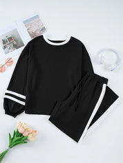 Daverri Fashions black white striped cotton tracksuit set