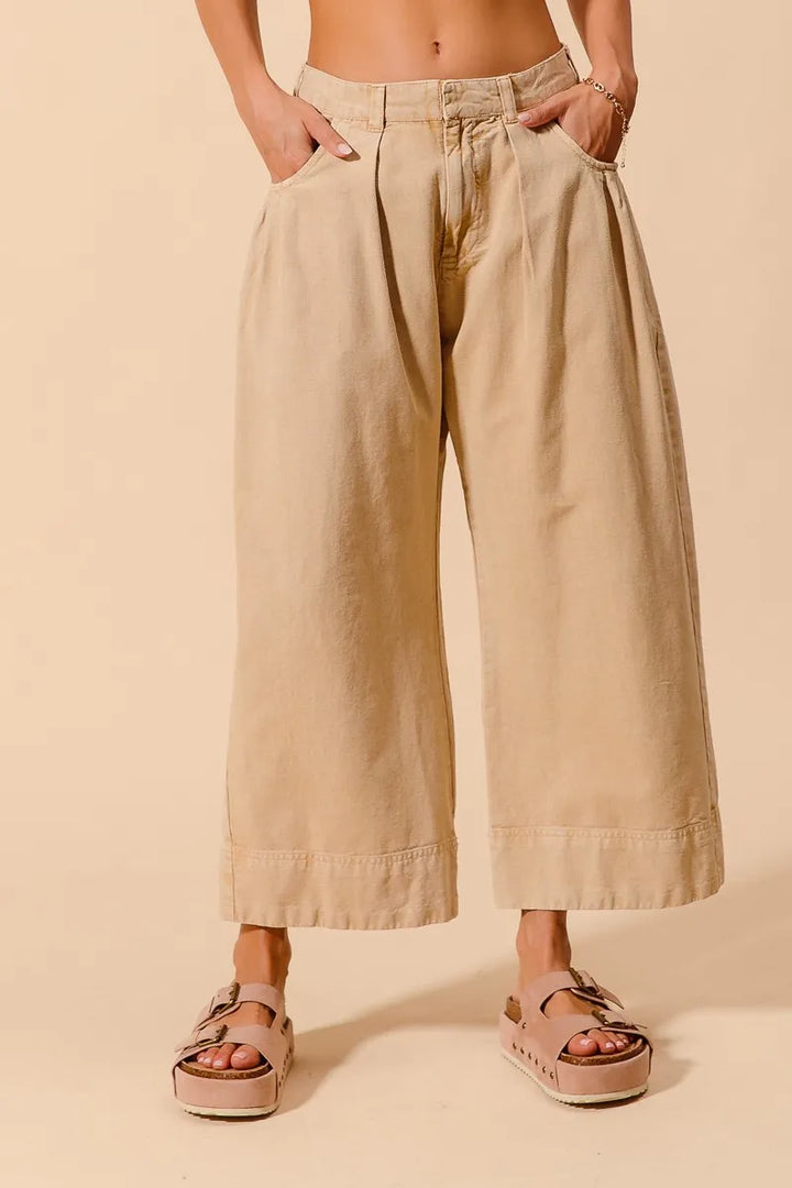 SO ME Mid Rise Wide Leg Chino Pants With Pockets Pants