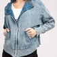 Zenana Acid Washed Hoodie Jacket Coats & Jackets