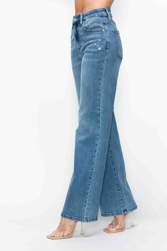 bytos Full Size High Rise Wide Leg Jeans with Pockets | Jeans Daverri Fashions