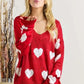ADORA Plus Size Heart V-Neck Knit Top - DAVERRI FASHIONS
