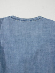 Tied Front Puff Sleeve Denim Top | Tops Daverri Fashions