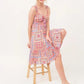 And The Why Tied Front Smocked Back Tiered Boho Printed Dress - DAVERRI FASHIONS