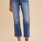 Annie Wear Distressed Raw Hem Straight Leg Cropped Jeans - DAVERRI FASHIONS