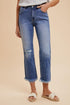 Annie Wear Distressed Raw Hem Straight Leg Cropped Jeans - DAVERRI FASHIONS