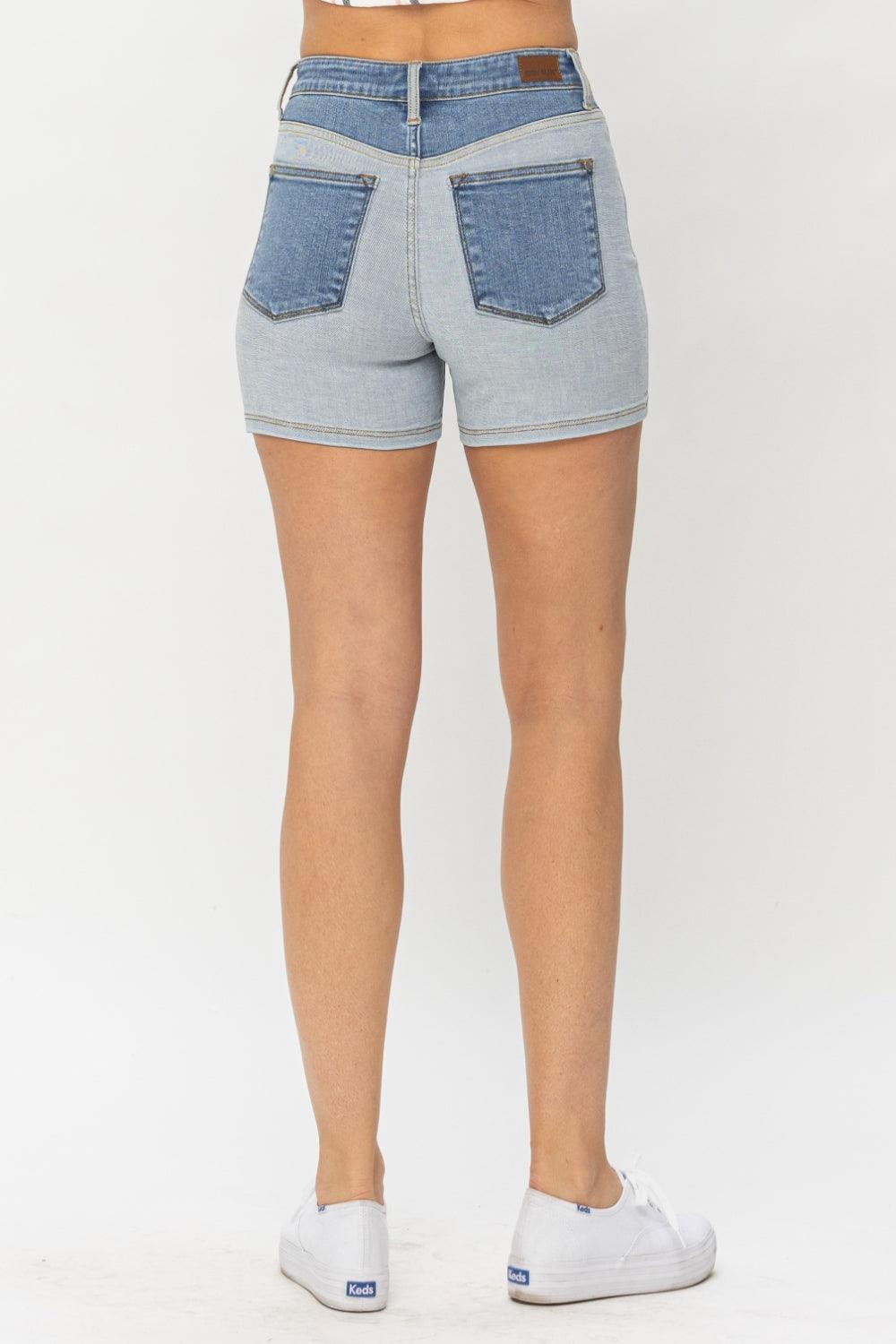 Judy Blue Full Size Color Block Denim Shorts Shorts