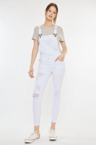 Kancan Distressed Skinny Denim Overalls Overalls
