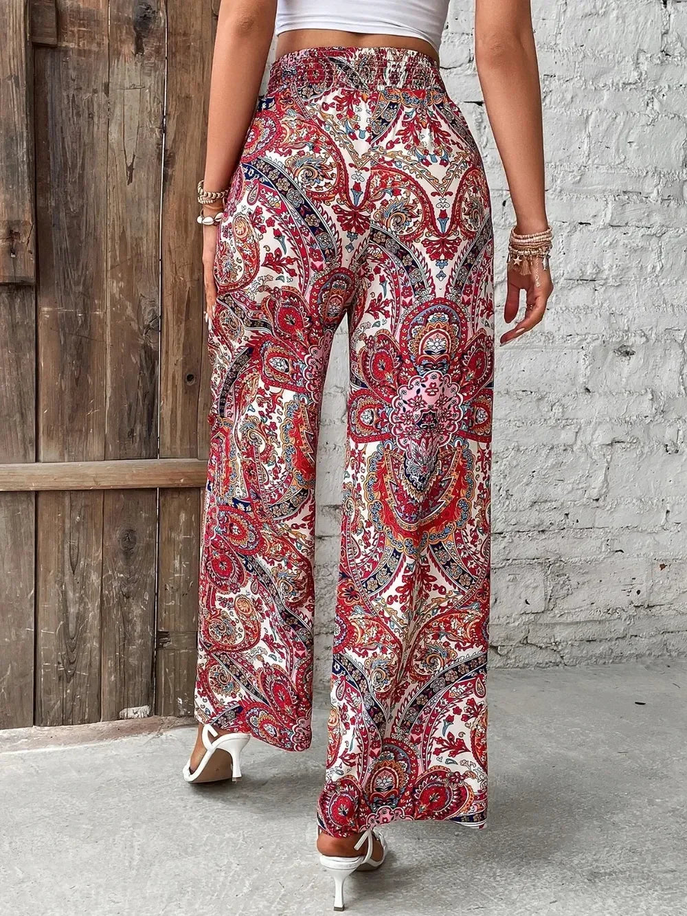Printed Wide Leg Pants - DAVERRI FASHIONS