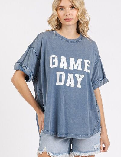 Mittoshop GAME DAY Round Neck Short Sleeve T-Shirt Dusty Blue T-Shirts