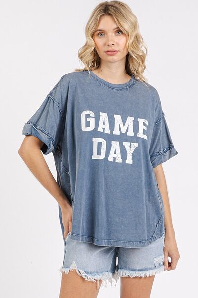 Mittoshop GAME DAY Round Neck Short Sleeve T-Shirt Dusty Blue T-Shirts