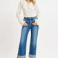 RISEN Full Size Mid Rise Crop Straight Cuffed Jeans Plus Size