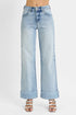 RISEN Full Size Tummy Control High Rise Ankle Wide Cuffed Jeans Plus Size Light