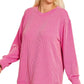 Zenana Full Size Raised Rib Round Neck Long Sleeve Top Plus Size - DAVERRI FASHIONS