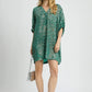 Umgee Metallic Leopard Print V-Neck Kimono Dress