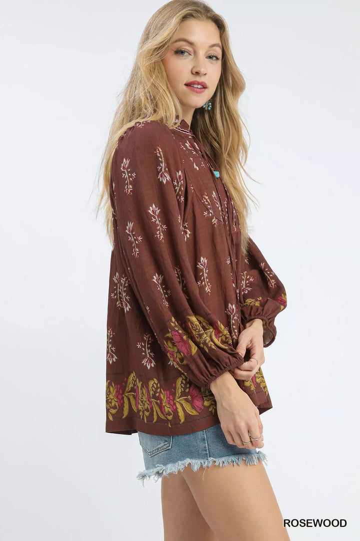 Umgee Floral Boho Peasant Blouse | Blouses Daverri Fashions