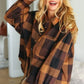 Rock'n Plaid Camel & Charcoal Button Down Oversized Shirt - DAVERRI FASHIONS